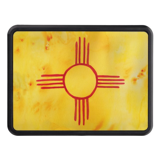 New Mexico State Flag Watercolor Trailer Hitch Cover (Front)