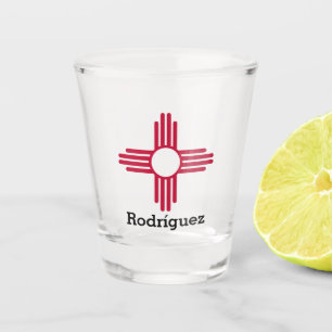 New Mexico State Flag- Zia Sun Personalized Shot Glass
