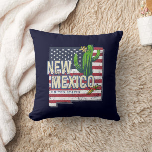 New Mexico State United States Map Vintage USA Throw Pillow