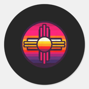 New Mexico State Zia Vintage Retro-modern Zia Symb Classic Round Sticker
