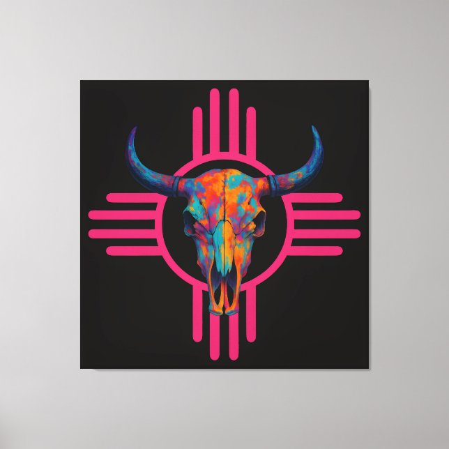 New Mexico Sun Skull Pink  Canvas Print (Front)