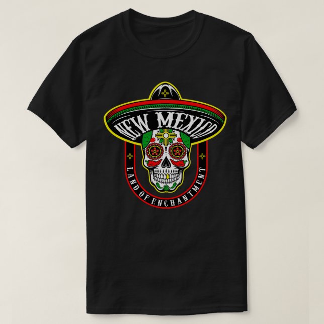 New Mexico themed sugar skull T-Shirt (Design Front)
