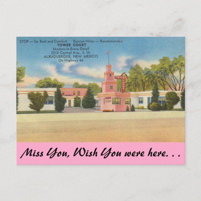 New Mexico, Tower Court, Albuquerque Postcard (Front)
