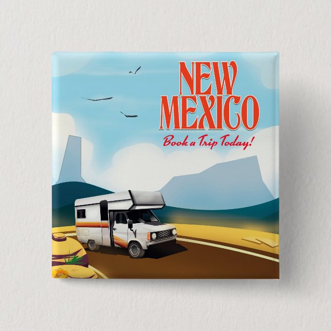 New Mexico Travel poster 2 Inch Square Button (Front)