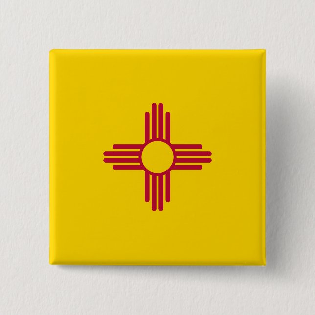 New Mexico (US State) Flag 2 Inch Square Button (Front)