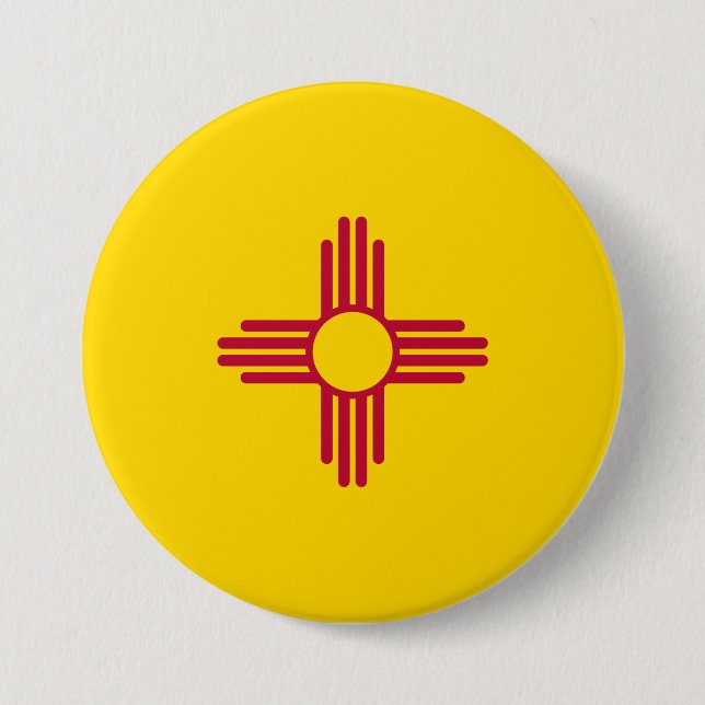 New Mexico (US State) Flag 3 Inch Round Button (Front)