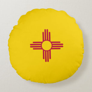 New Mexico (US State) Flag Round Pillow