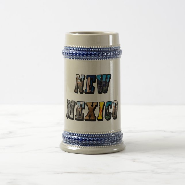 New Mexico, USA Text Beer Stein (Center)
