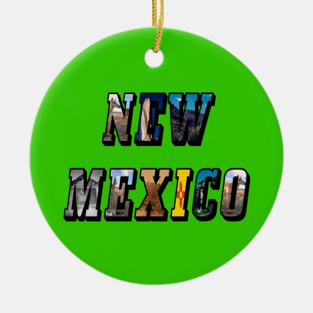 New Mexico, USA Text Ceramic Ornament (Front)