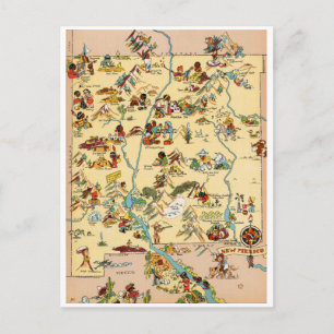 New Mexico Vintage Funny Map Postcard