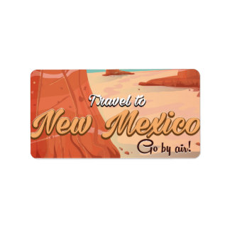 New Mexico vintage travel poster print Label