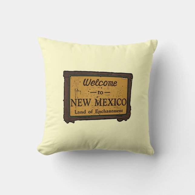 New Mexico welcome sign decorative pillow (Front)