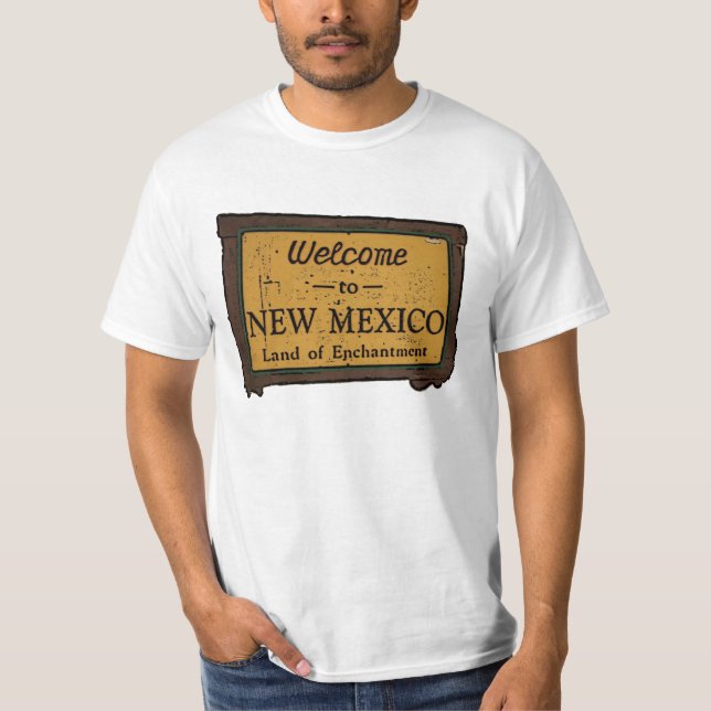 New Mexico welcome sign guys value tee (Front)