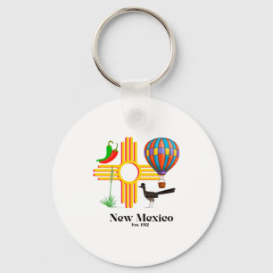 New Mexico Zia_ Chiles, Balloon, Roadrunner, Yucca Keychain