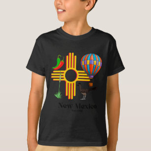 New Mexico Zia_ Chiles, Balloon, Roadrunner, Yucca T-Shirt