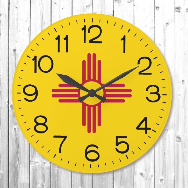 New Mexico Zia Sun Flag Clock 2 Sizes Clouds (Creator Uploaded)
