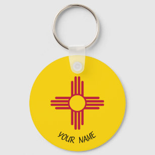 New Mexico Zia Sun Keychain ID Tag YOUR NAME