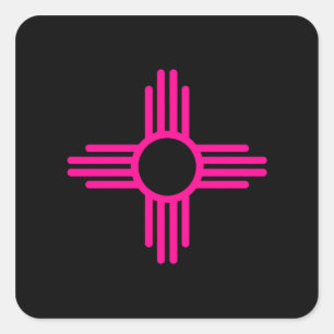 New Mexico Zia Sun Square Sticker