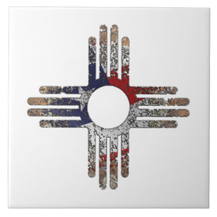 New Mexico Zia Sun Symbol Tile