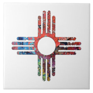 New Mexico Zia Sun Symbol Tile