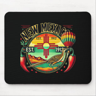 New Mexico Zia Symbol, Roadrunner & Chile Pepp Mouse Pad