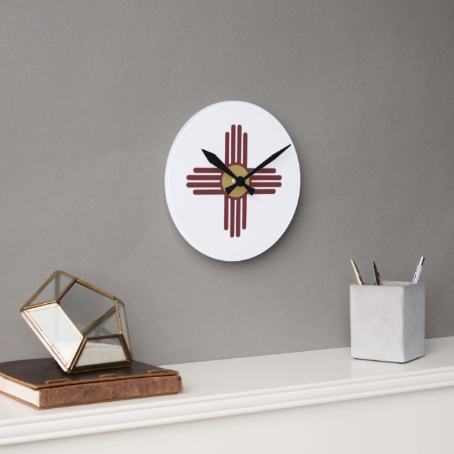 New Mexico Zia symbol Round Clock (Office)