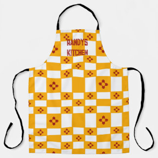 New Mexico Zia Yellow Red White Squares Apron