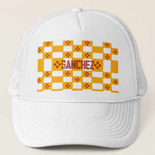 New Mexico Zia Yellow Red White Squares Trucker Hat