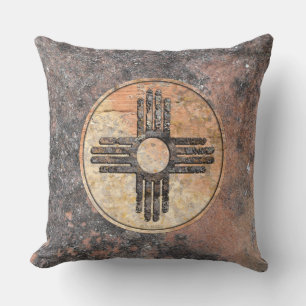 New Mexico's Zia Sun Symbol - Talking Canyons Throw Pillow