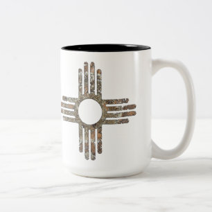 New Mexico's Zia Sun Symbol Two-Tone Coffee Mug