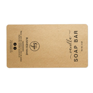 New Minimalist Kraft Soap Bar Labels