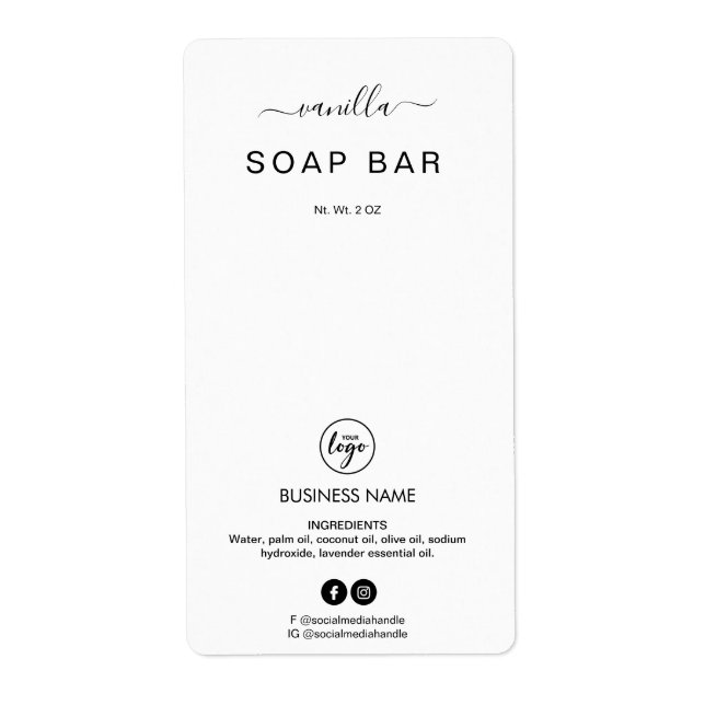 New Minimalist White Soap Bar Product Labels (Front)