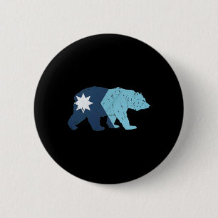 New Minnesota State Flag Bear  2 Inch Round Button