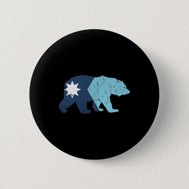 New Minnesota State Flag Bear  2 Inch Round Button (Front)