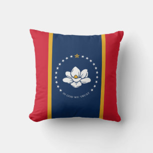 New Mississippi Magnolia State Flag Throw Pillow