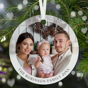 New Modern Style Double Sided Two photo Custom Metal Ornament
