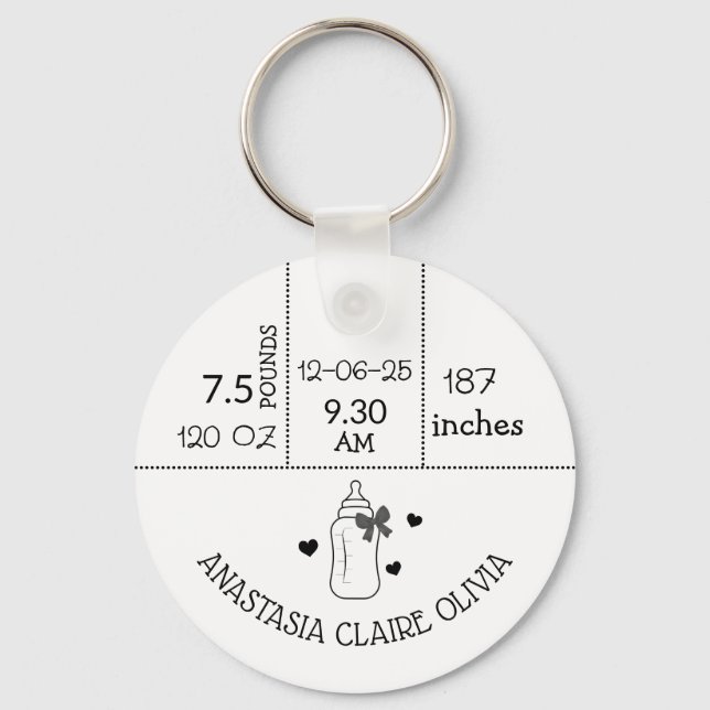 New mom Baby arrival baby stats new baby Gift Keychain (Front)