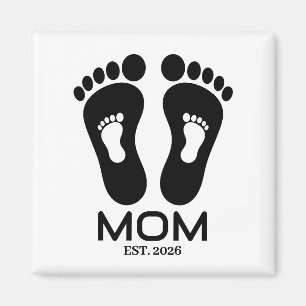 New Mom Baby Footprints Established Date Magnet