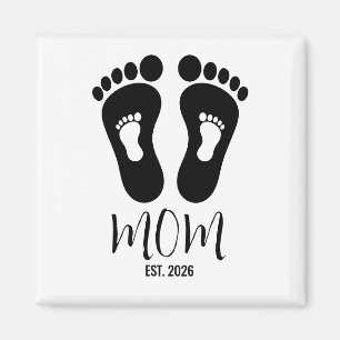 New Mom Baby Footprints Established Magnet
