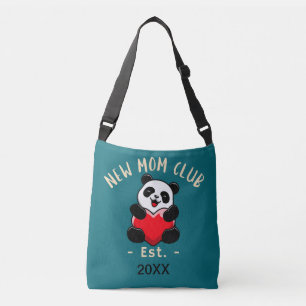 New Mom Club Est. 20XX Panda With Heart Crossbody Bag