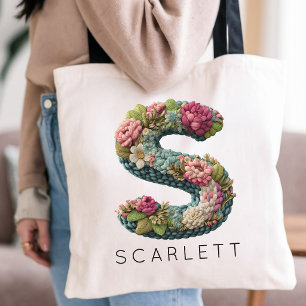 New Mom   Custom Mama Mother’s Day Floral Monogram Tote Bag