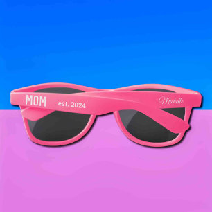 New Mom - est.2020 - personalized pink Sunglasses