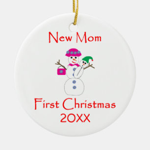 New Mom First Christmas Ceramic Ornament