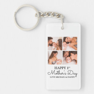 New Mom First Mothers Day Custom Photo Collage Keychain