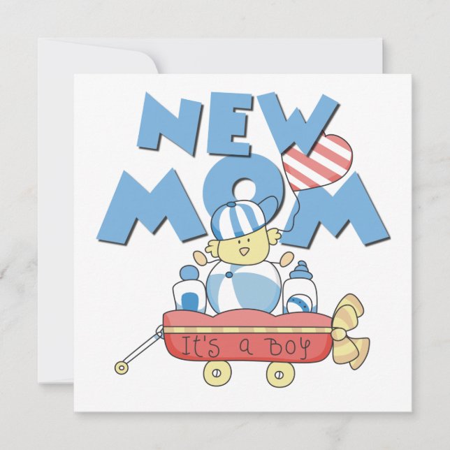 New Mom It's a Boy Gifts Announcement (Front)