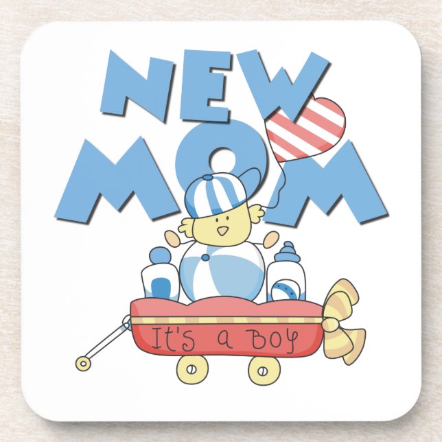 New Mom It's a Boy Gifts Coaster (Front)