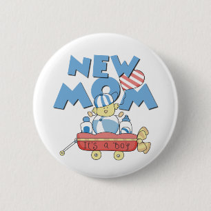 New Mom It's a Boy Tshirts and Gifts 2 Inch Round Button