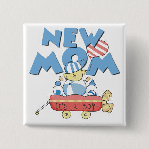 New Mom It's a Boy Tshirts and Gifts 2 Inch Square Button