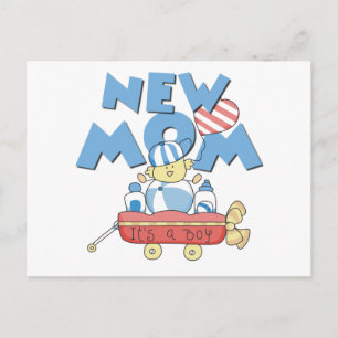 New Mom It's a Boy Tshirts and Gifts Announcement Postcard