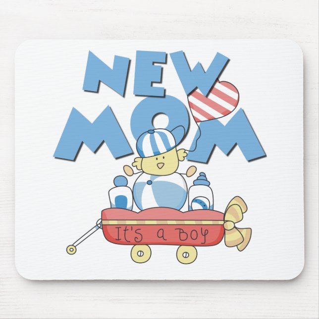 New Mom It's a Boy Tshirts and Gifts Mouse Pad (Front)